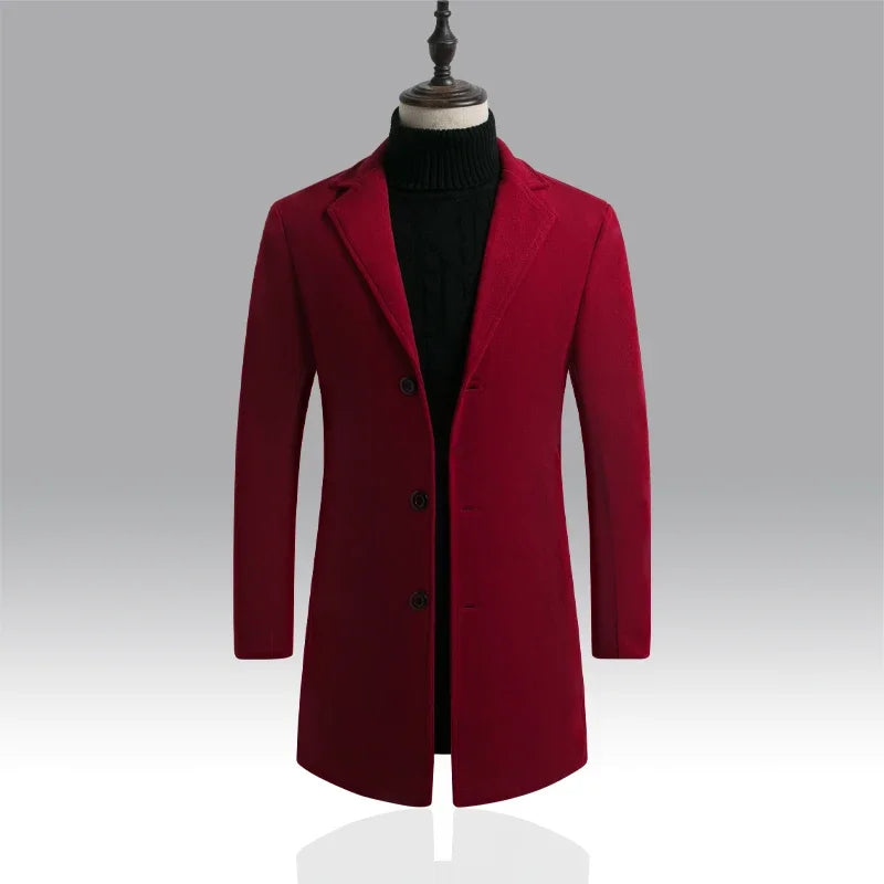 Aurelio Men's Tailored Overcoat - Burgundy