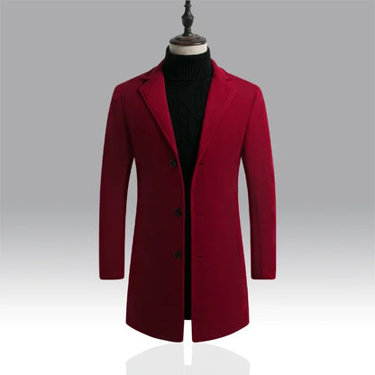 Aurelio Men's Tailored Overcoat - Burgundy