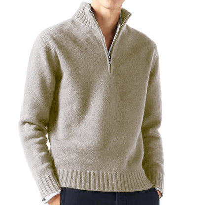 Rocca Men's Chunky Half-Zip Jumper - Oatmeal