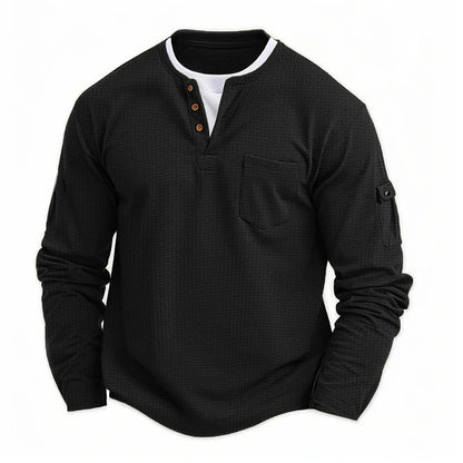 Lugo Men's Waffle Henley Long-Sleeve Top