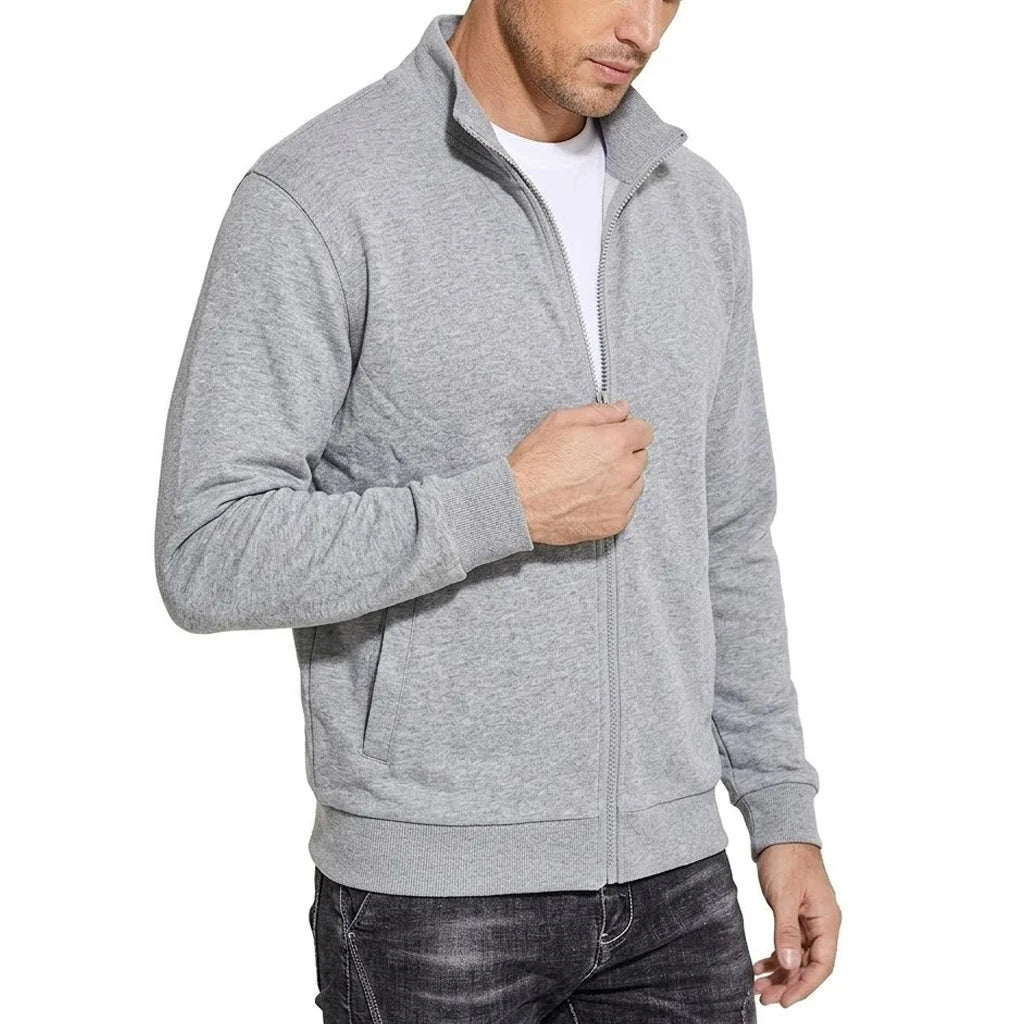 Stratford Men's Stand-Collar Zip Sweat Jacket