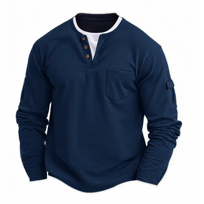 Lugo Men's Waffle Henley Long-Sleeve Top