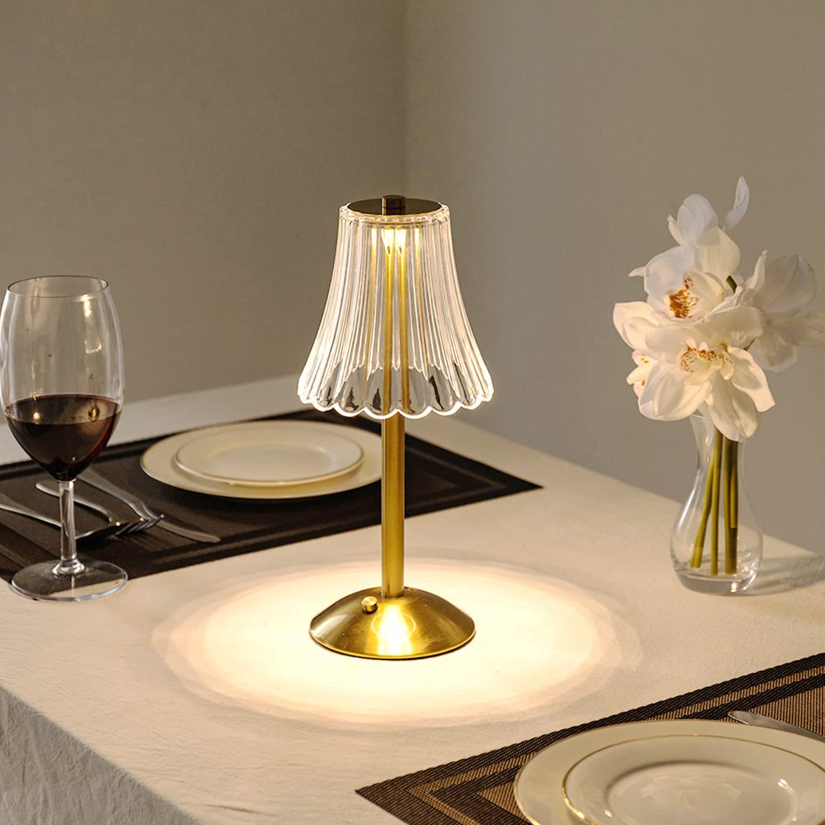 Golden Crystal Table Lamp - LED, Touch Dimmable