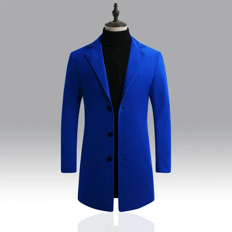 Aurelio Men's Tailored Overcoat - Royal Blue