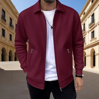 Elton Men's Waffle-Knit Zip Jacket