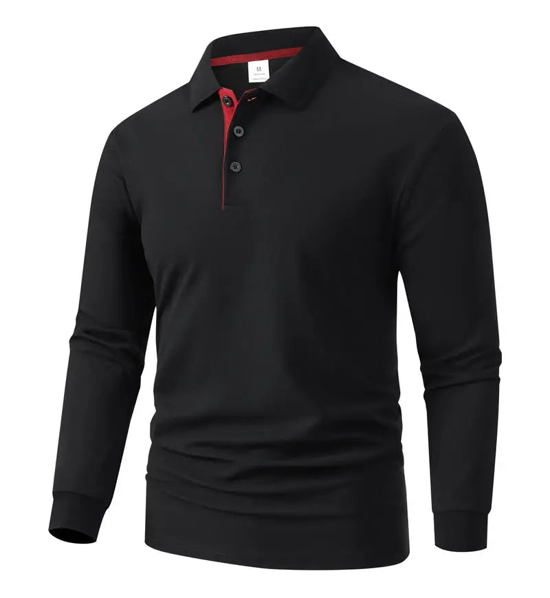 Fitzroy Men's Contrast-Placket Long-Sleeve Polo