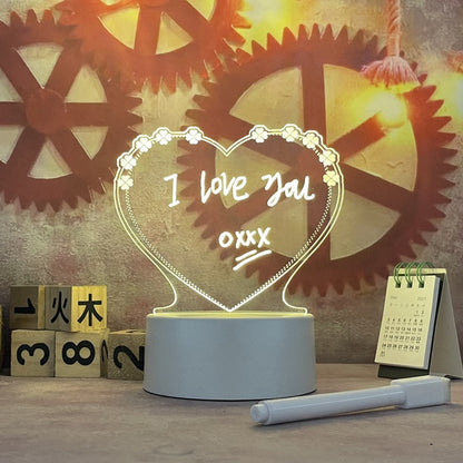 LED Message Board - Light-Up Acrylic Note Board, Pen & Base
