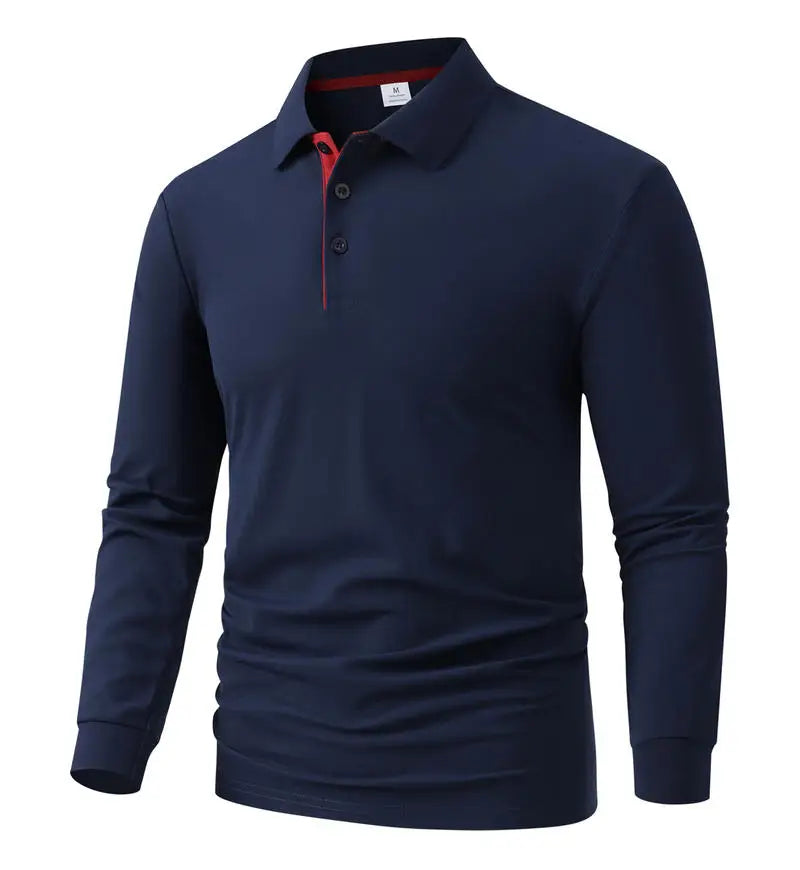 Fitzroy Men's Contrast-Placket Long-Sleeve Polo