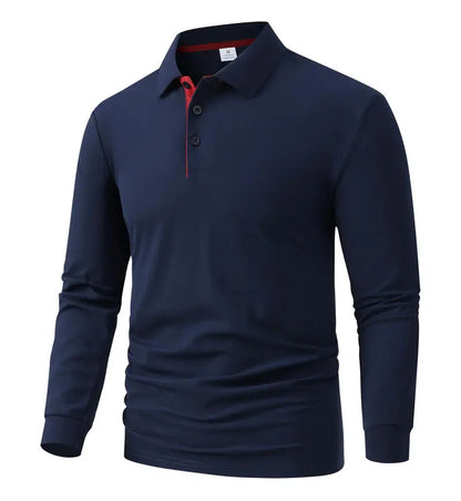 Fitzroy Men's Contrast-Placket Long-Sleeve Polo