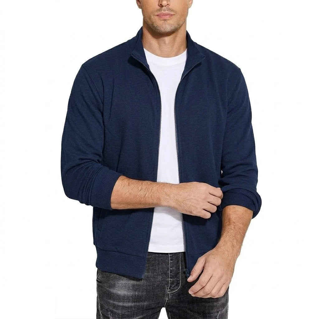 Stratford Men's Stand-Collar Zip Sweat Jacket