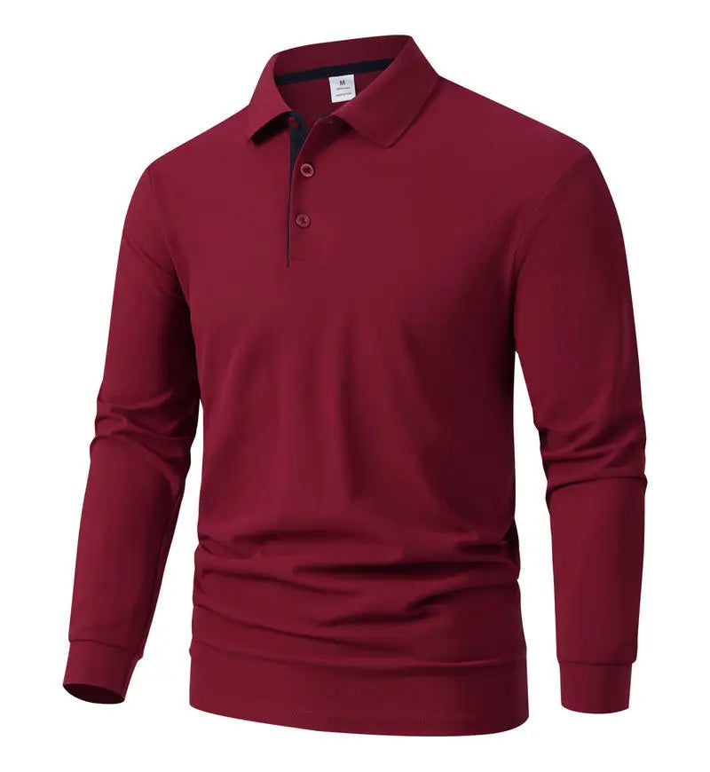 Fitzroy Men's Contrast-Placket Long-Sleeve Polo