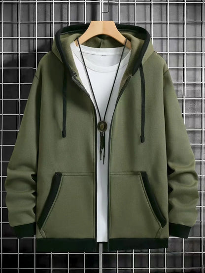 Navarro Men's Zip-Up Hoodie - Army Green