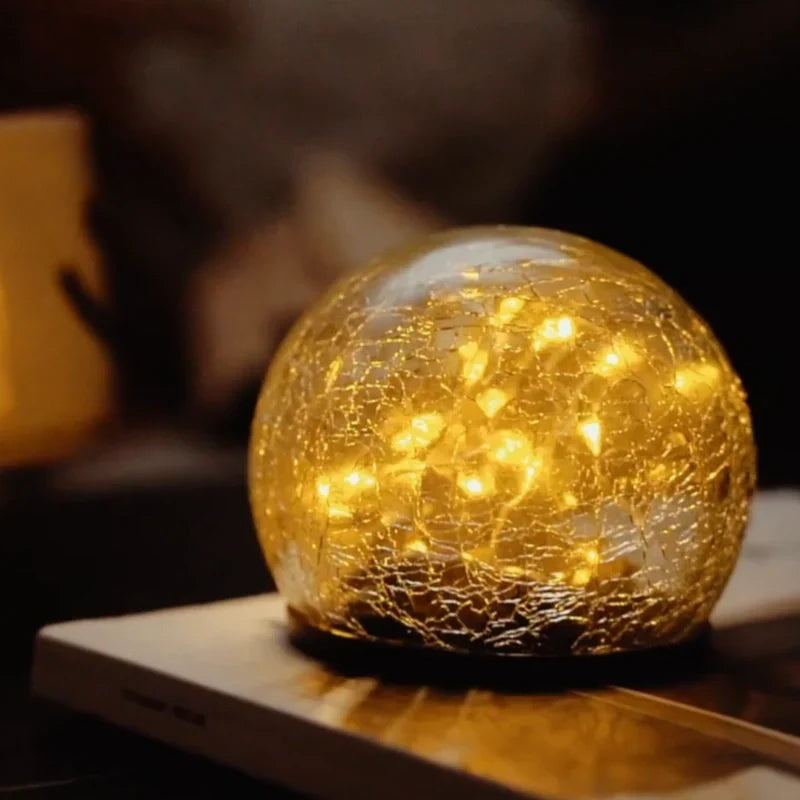 SolarGlobe Garden Light – Textured Glass Orb, Warm White, Solar