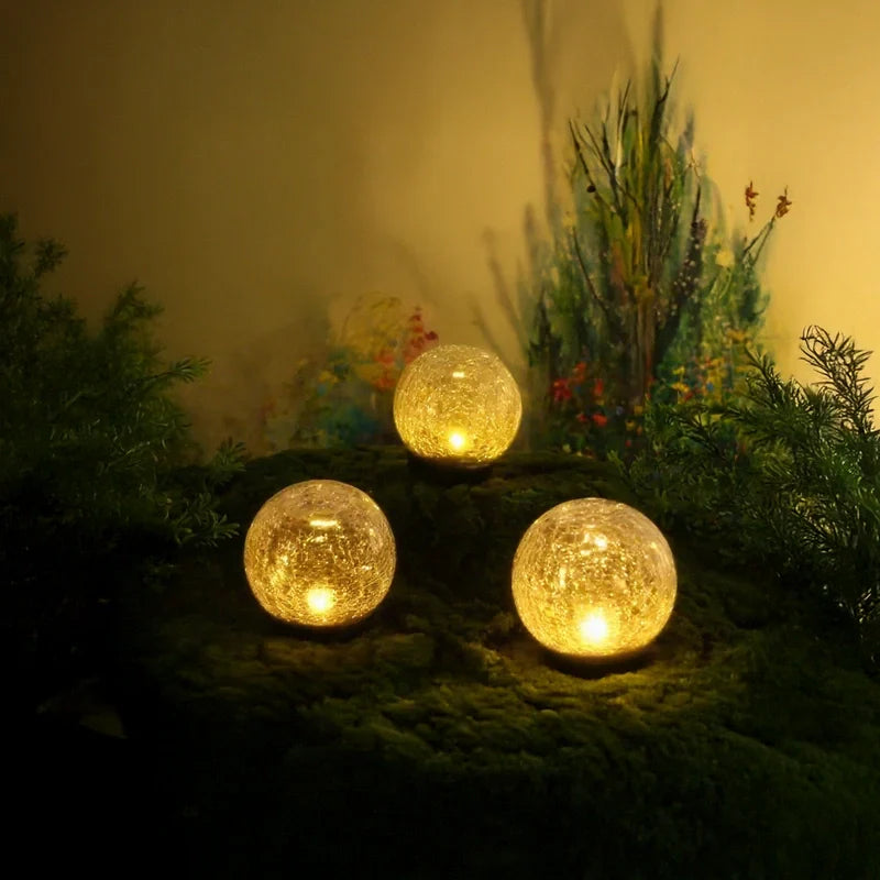 SolarGlobe Garden Light – Textured Glass Orb, Warm White, Solar
