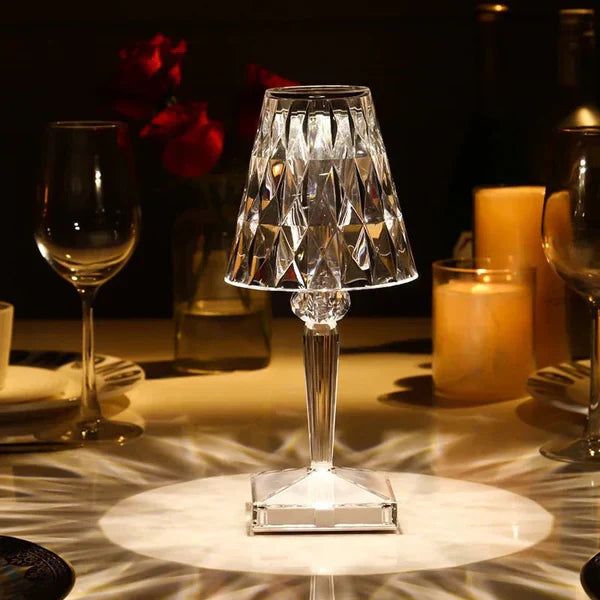 Sparkling Crystal Lamp – Touch Dimming, Rechargeable LED