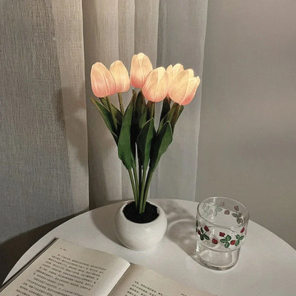 Tulip Night Light Lamp - Lifelike LED Flowers, Soft Warm Glow