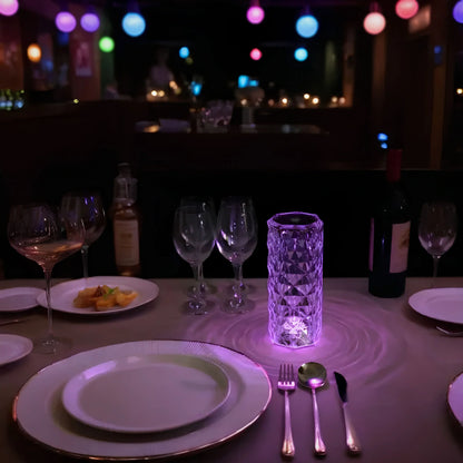 Sparkling Crystal Touch Lamp - Remote Colors, Dimmable, USB