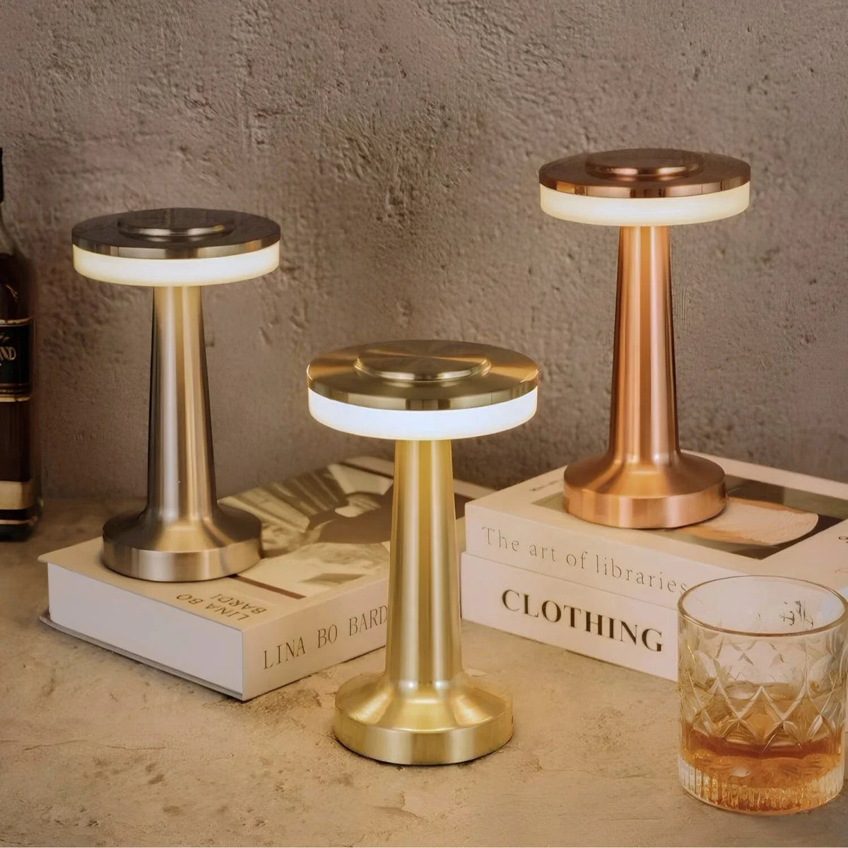 Retro Bar Table Lamp - Rechargeable LED, Touch Dimming