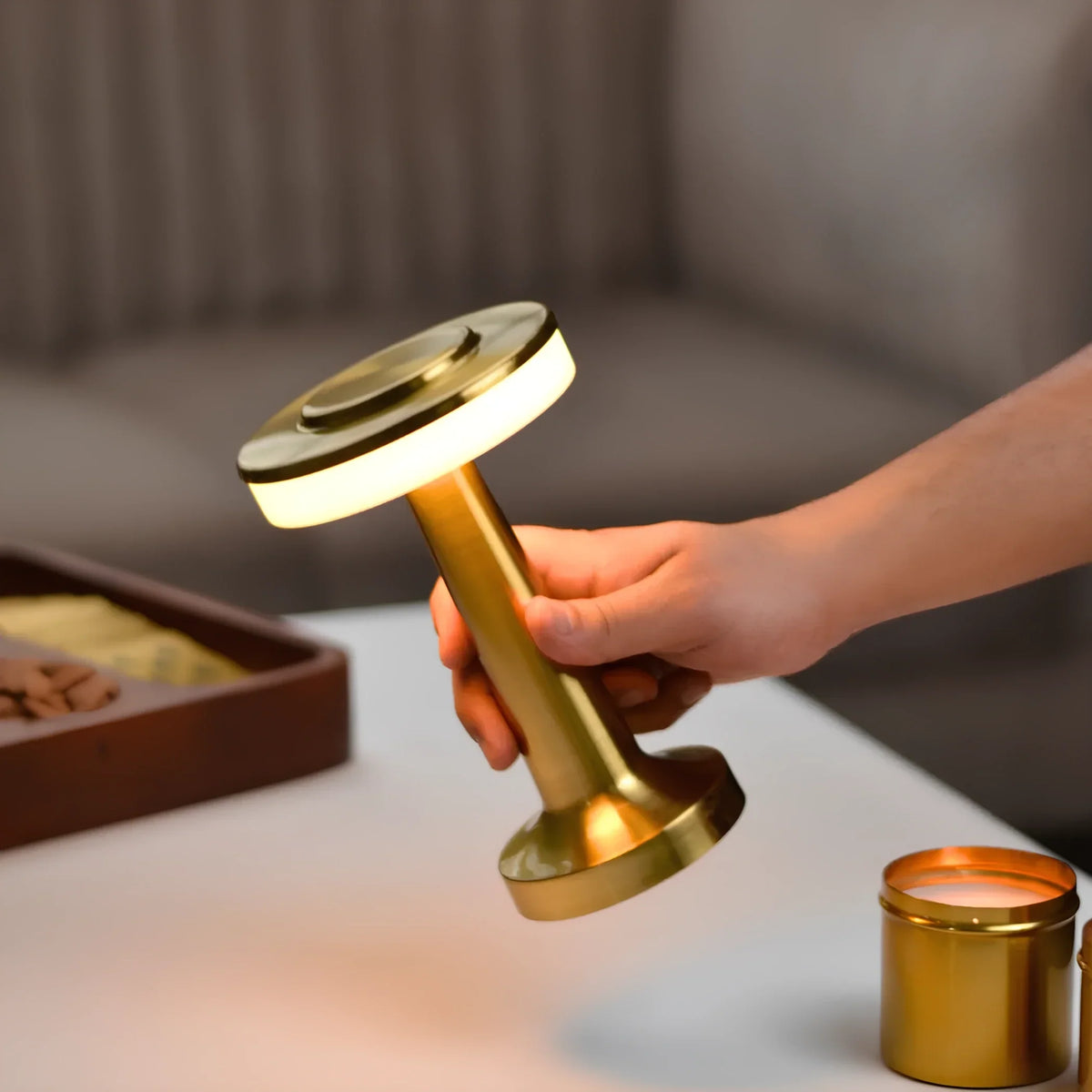 Retro Bar Table Lamp - Rechargeable LED, Touch Dimming