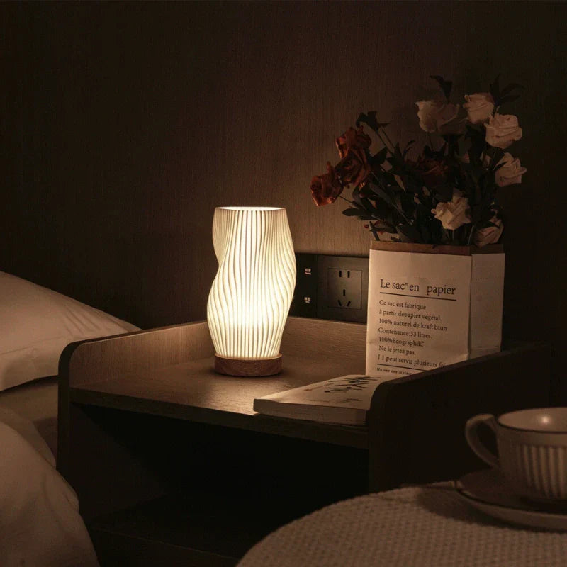 Serene Wavecrest Lamp - Sculpted Shade, Warm/Natural Light