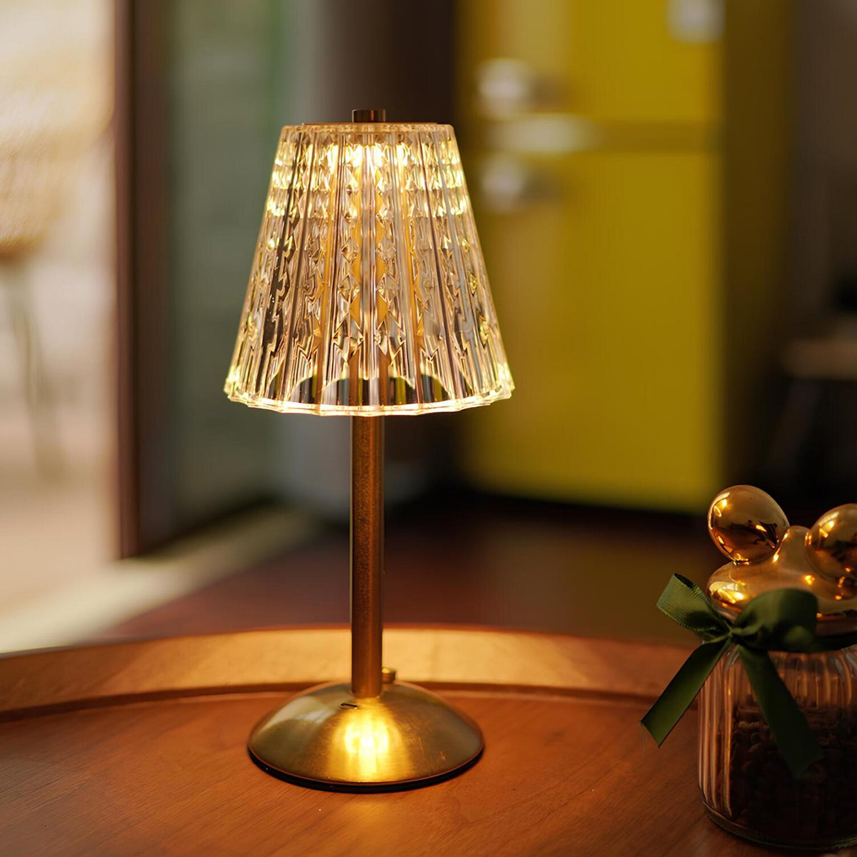 Golden Crystal Table Lamp - LED, Touch Dimmable