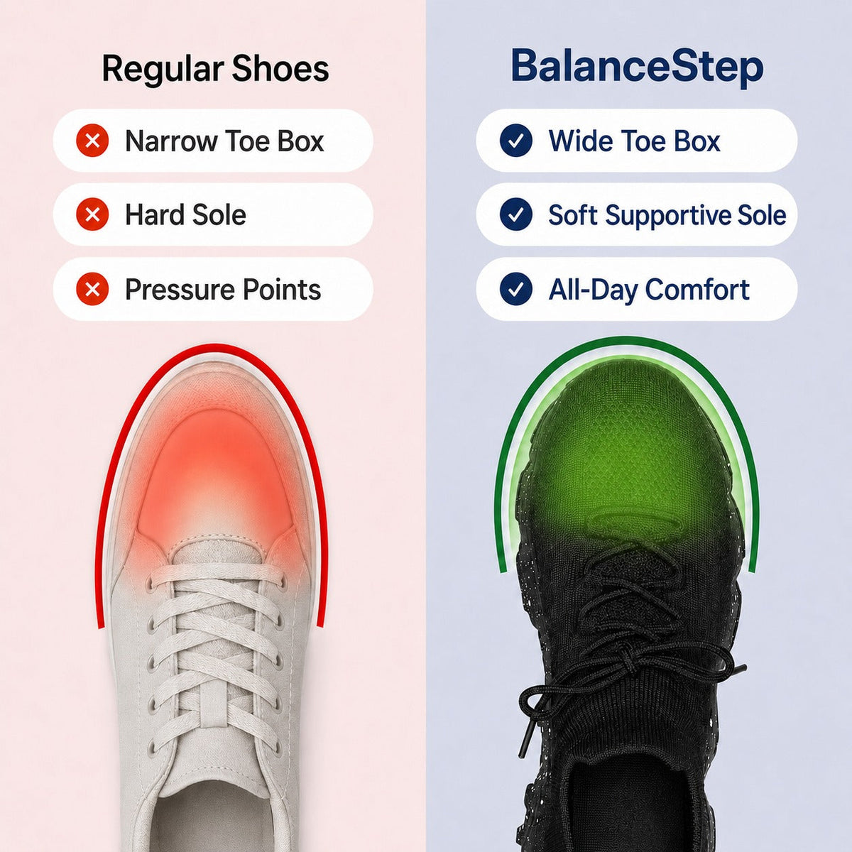 BalanceStep Women's Orthopedic Wide-Toe Shoes
