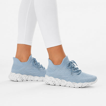 Balancestep Orthopedic Wide Toe Shoes For Women Colour Light Blue Model Wearing