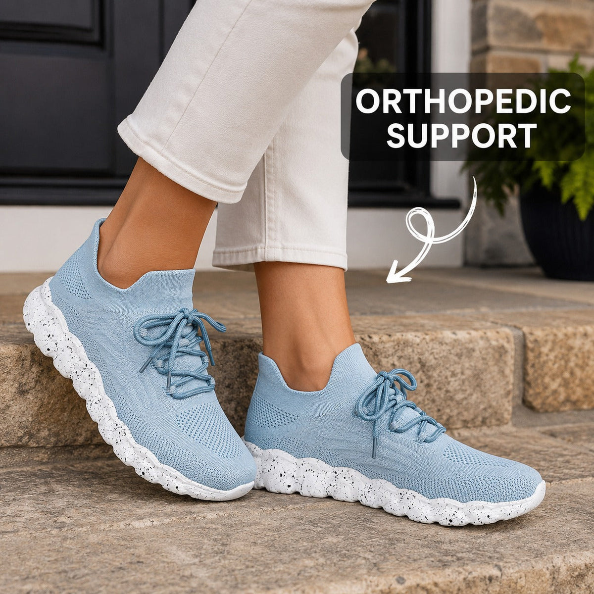 Balancestep Orthopedic Wide Toe Shoes For Women Colour Light Blue Orthopedic Support Lifestyle