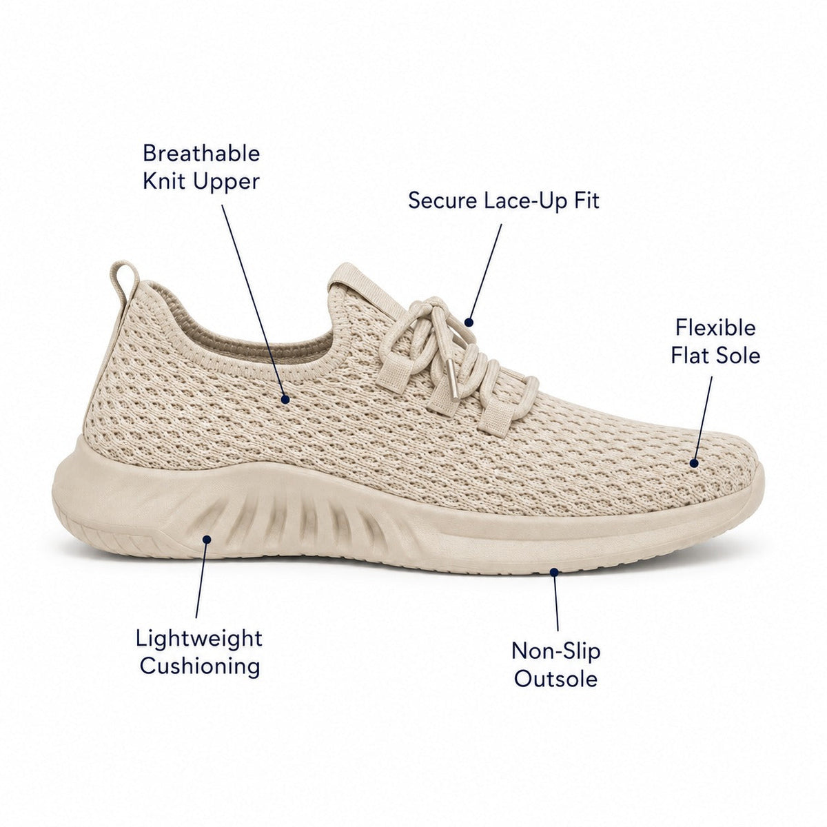 Bloom Comfortable Flat Shoes For Women Colour Beige Feature Diagram