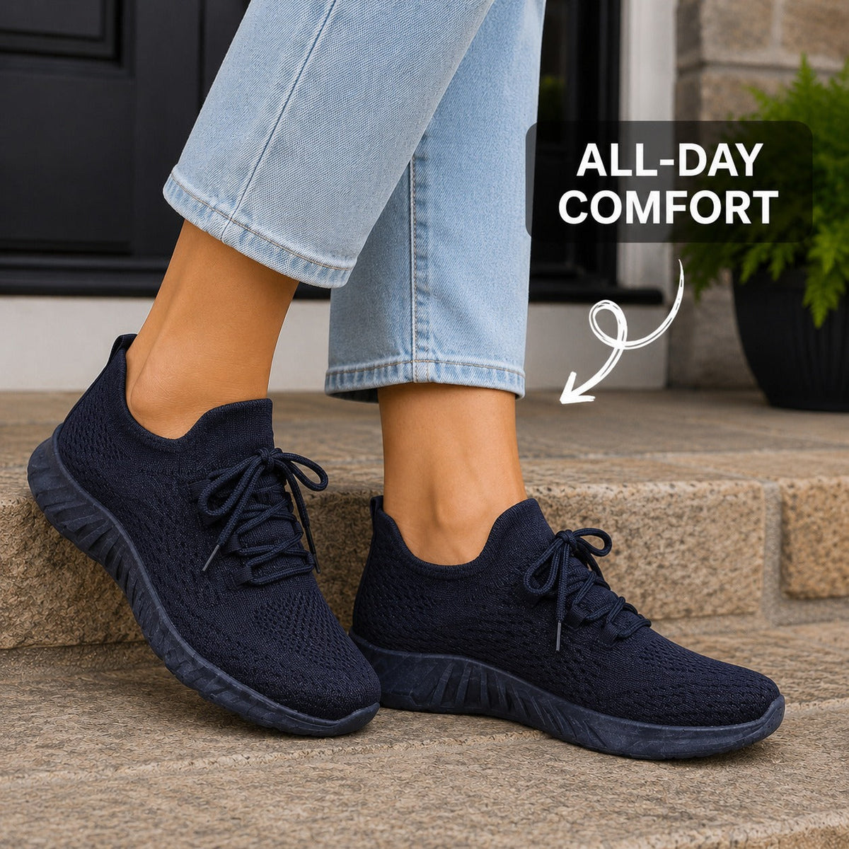 Bloom Comfortable Flat Shoes For Women Colour Navy All Day Comfort Lifestyle
