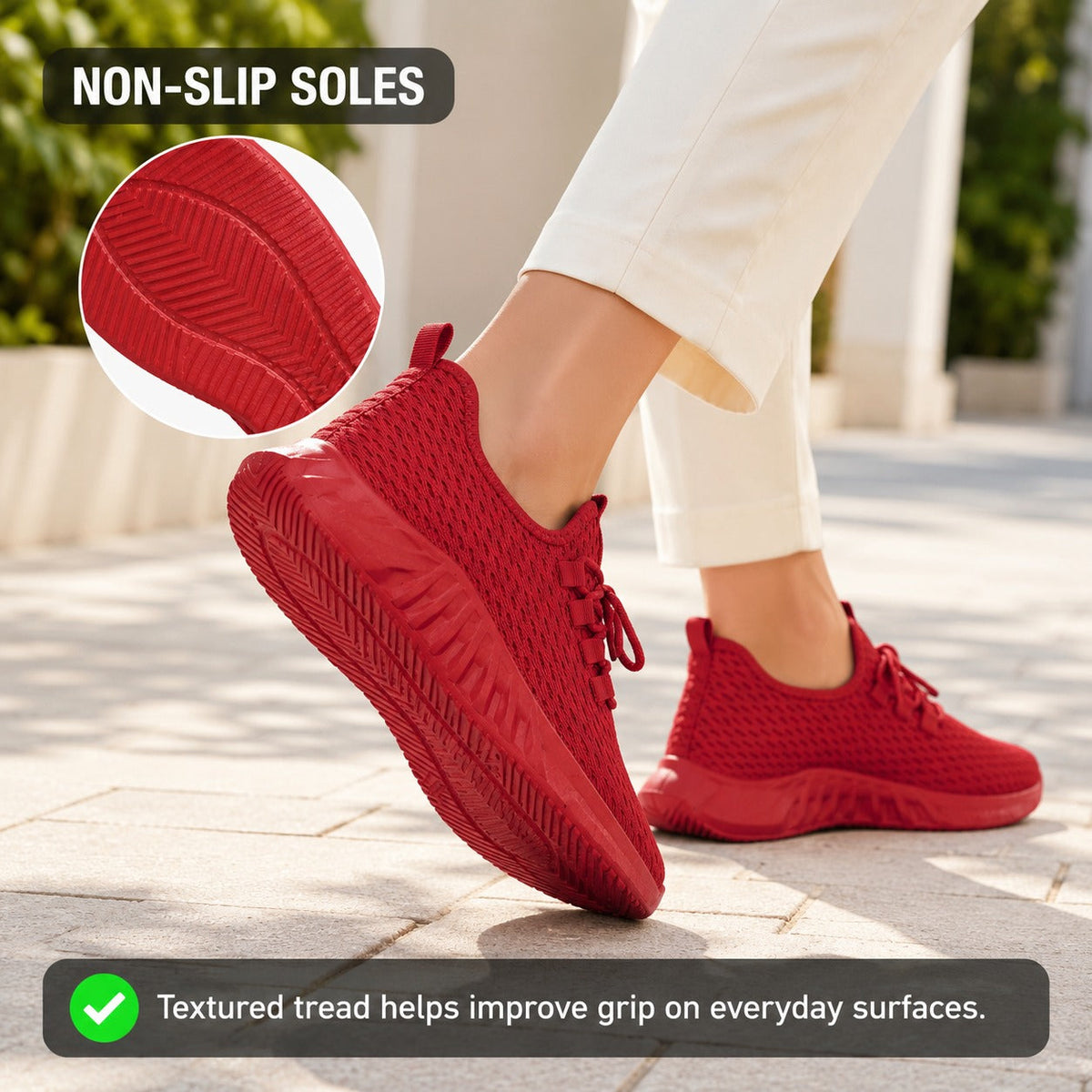 Bloom Comfortable Flat Shoes For Women Colour Red Non Slip Soles Lifestyle