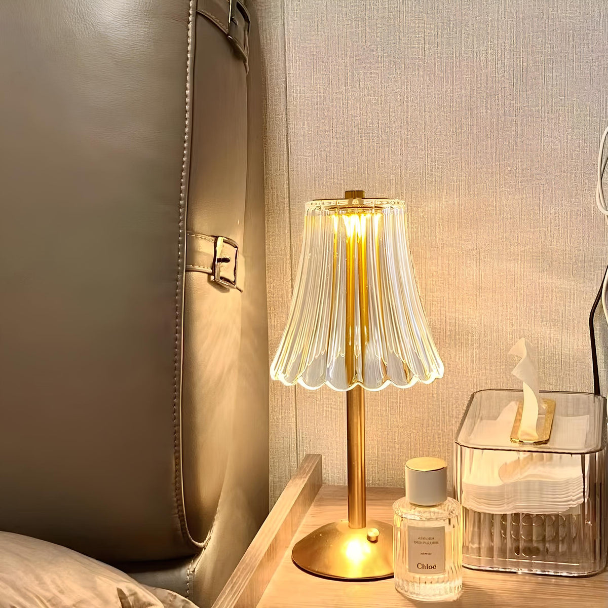 Golden Crystal Table Lamp - LED, Touch Dimmable