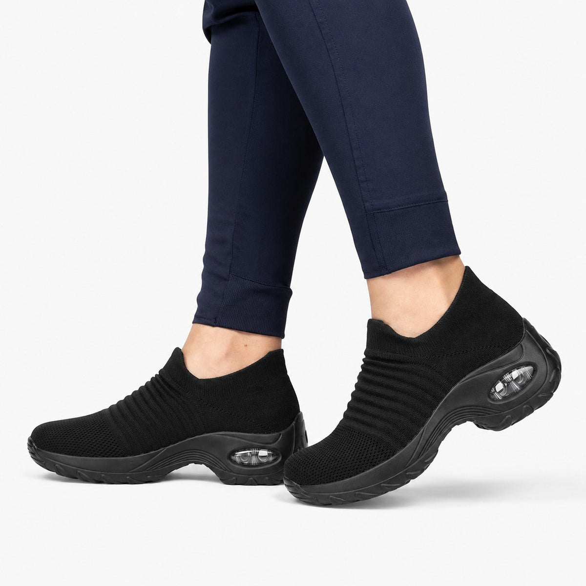 Carestep Non Slip Nursing Shoes For Women Colour All Black Model Wearing