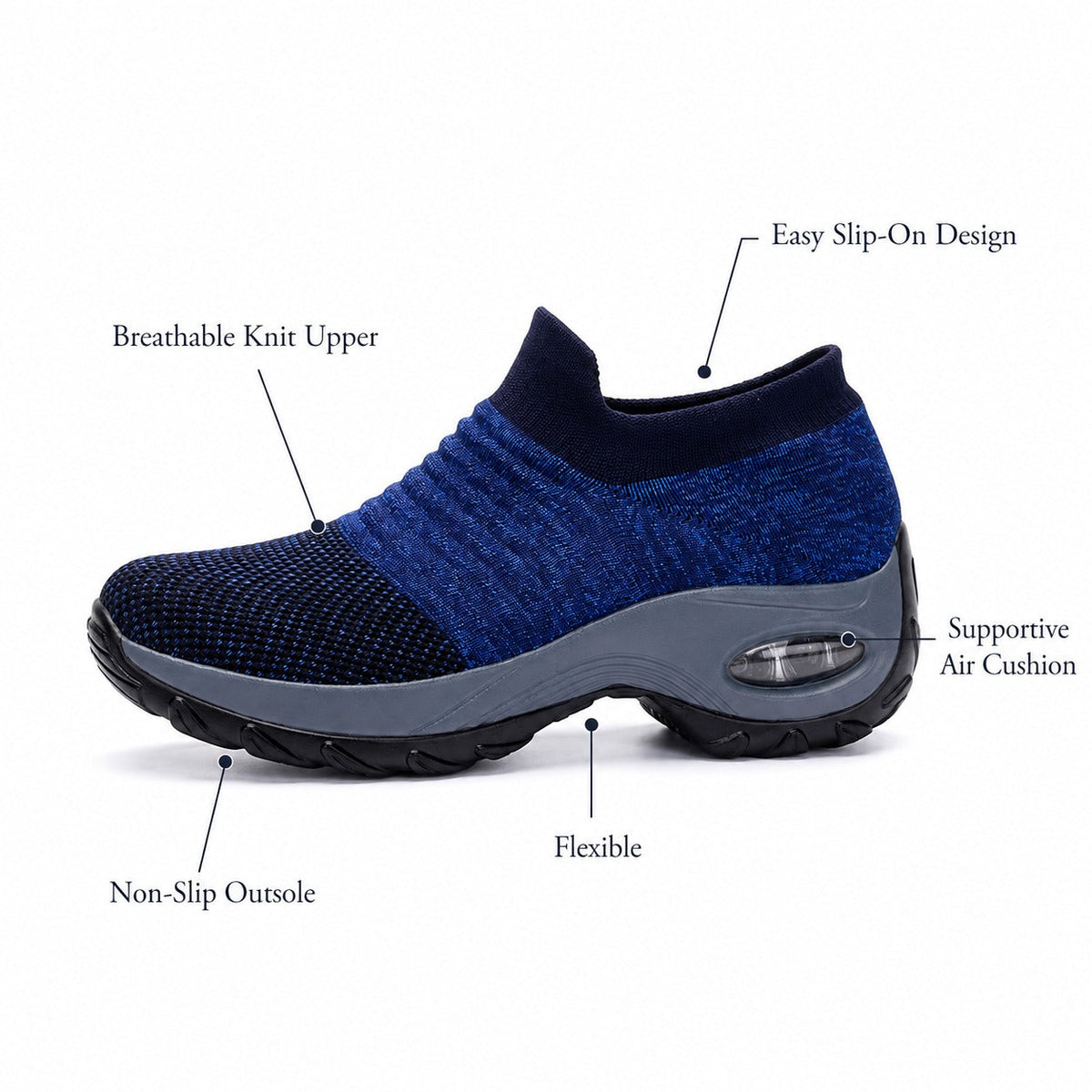 Carestep Non Slip Nursing Shoes For Women Colour Blue Feature Diagram