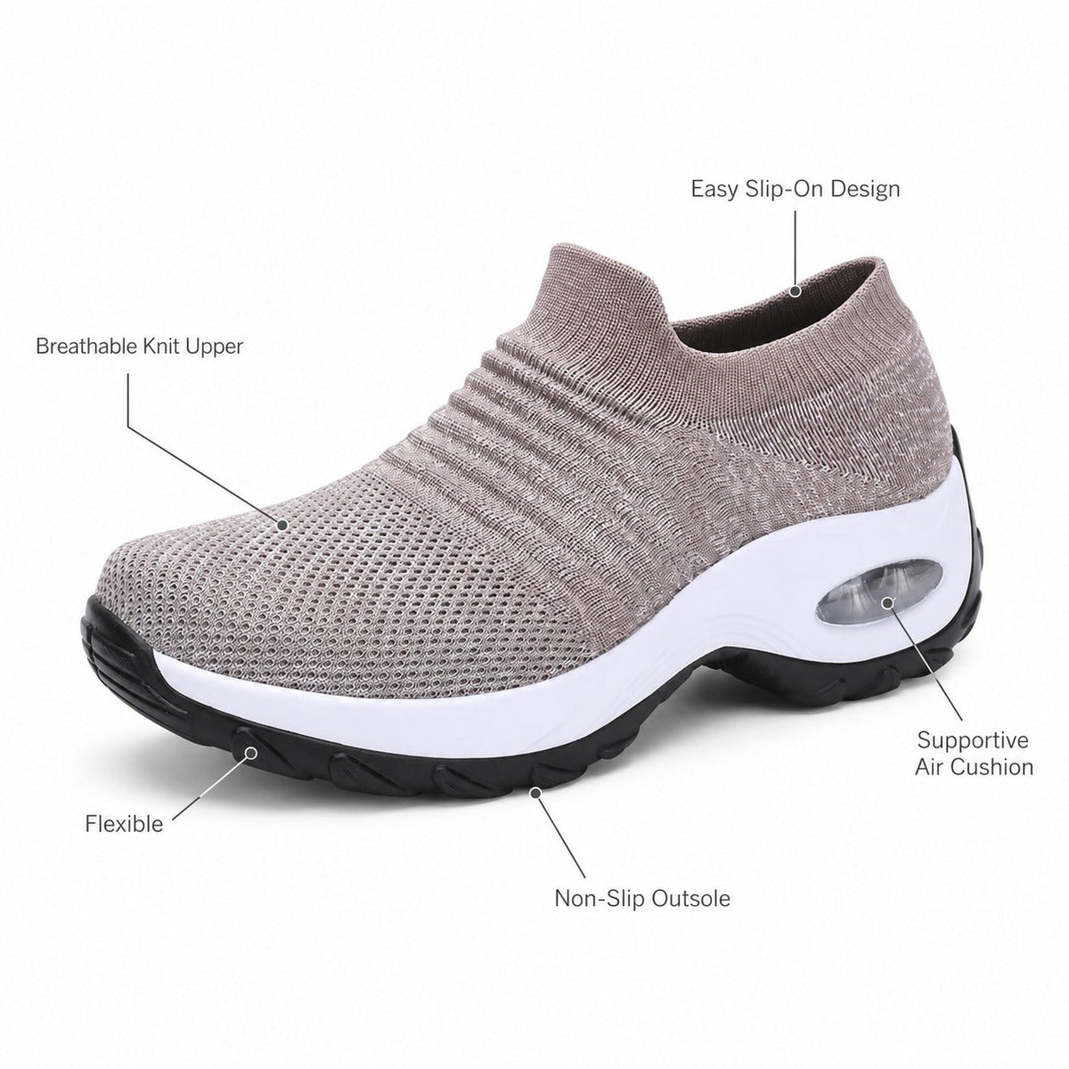 Carestep Non Slip Nursing Shoes For Women Colour Grey Feature Diagram