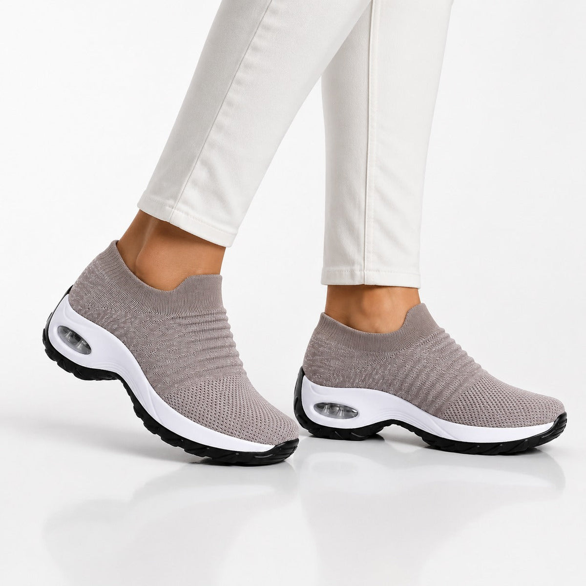 Carestep Non Slip Nursing Shoes For Women Colour Grey Model Wearing