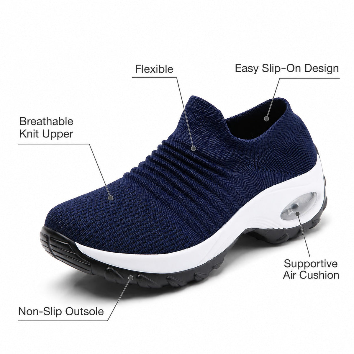 Carestep Non Slip Nursing Shoes For Women Colour Navy Feature Diagram