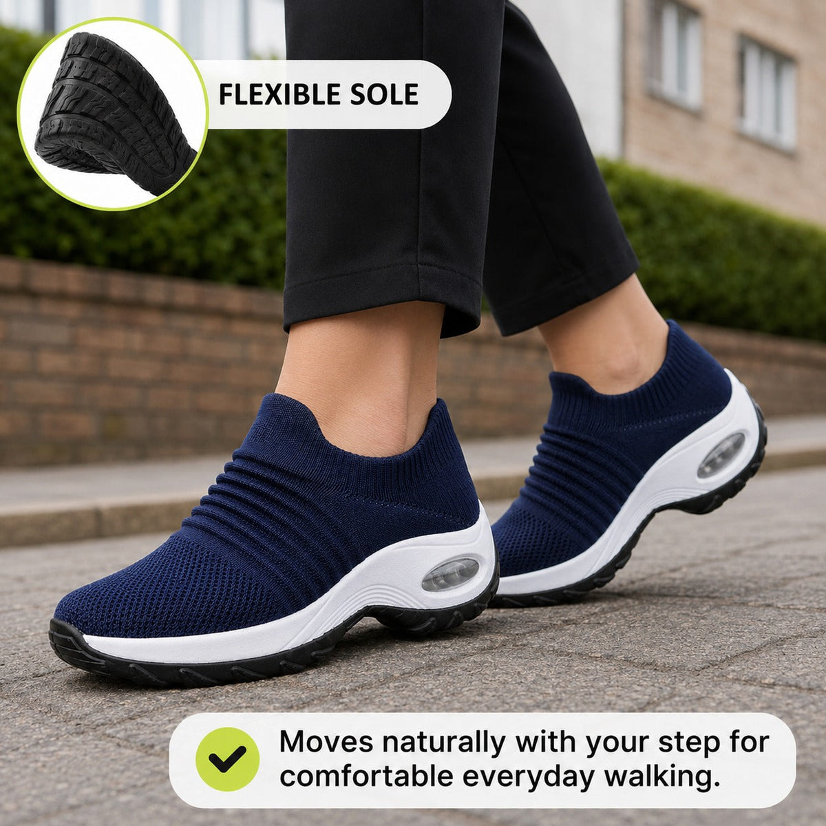 Carestep Non Slip Nursing Shoes For Women Colour Navy Flexible Sole Lifestyle