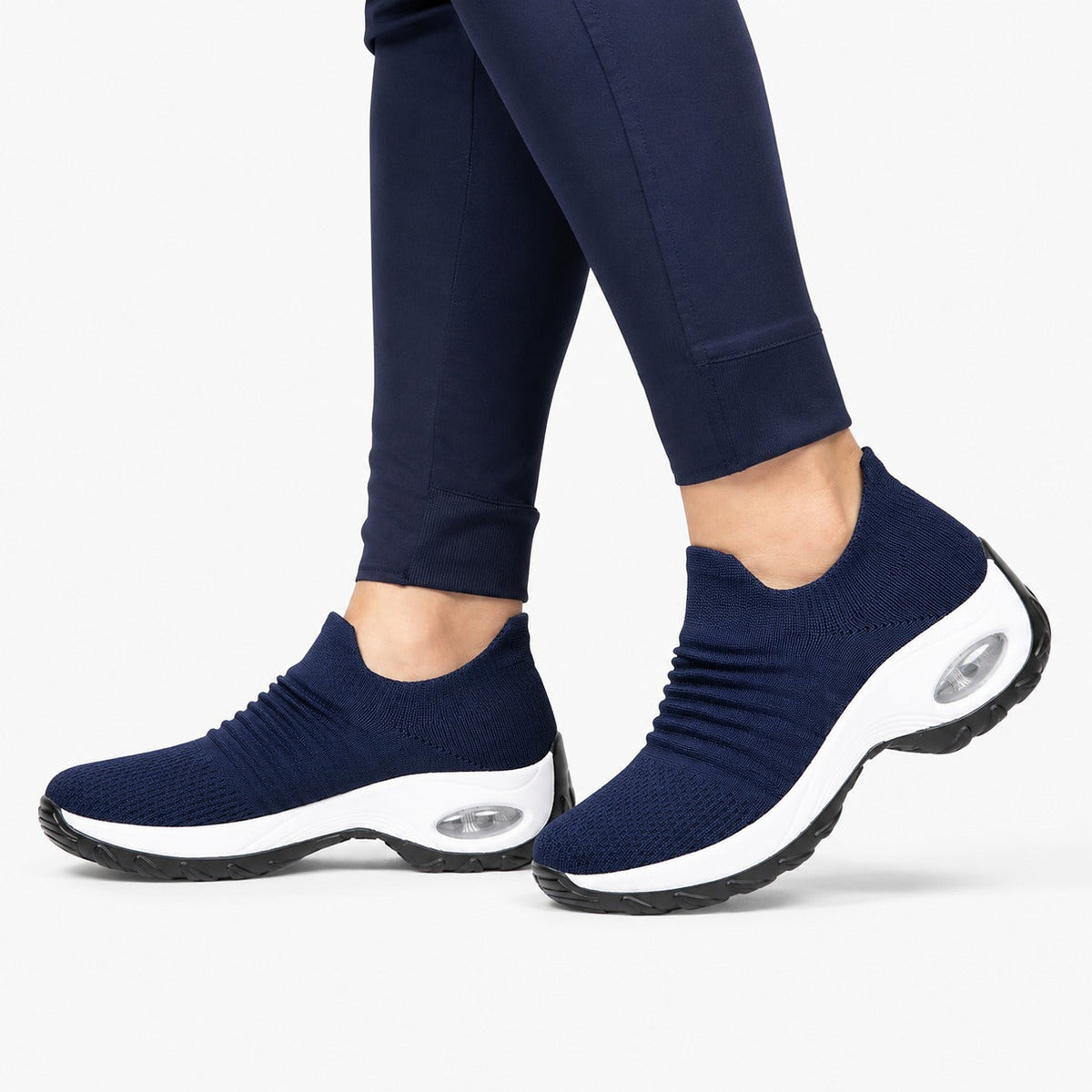 Carestep Non Slip Nursing Shoes For Women Colour Navy Model Wearing