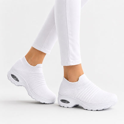 Carestep Non Slip Nursing Shoes For Women Colour White Model Wearing