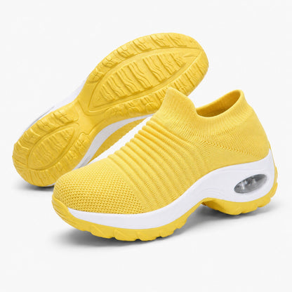 Carestep Non Slip Nursing Shoes For Women Colour Yellow Front Hero Pair Outsole