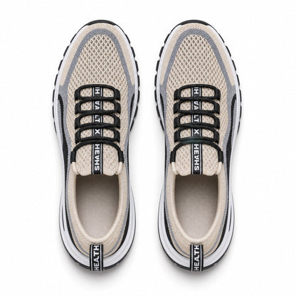 Cora Supportive Lace Up Walking Shoes For Women Beige Black Top Down Detail