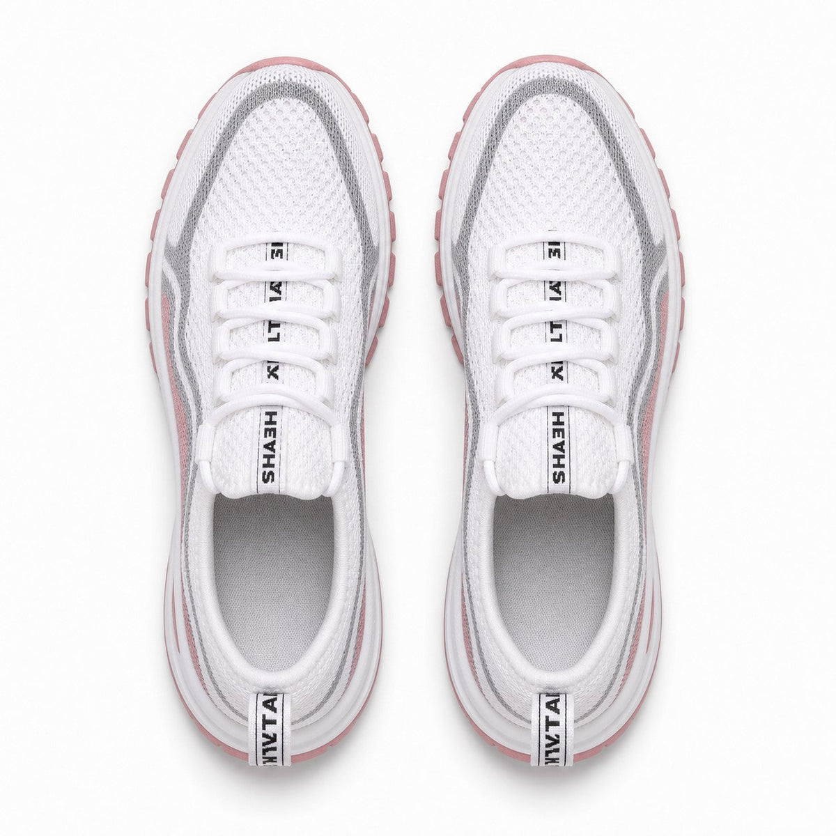 Cora Supportive Lace Up Walking Shoes For Women White Blush Pink Top Down Detail