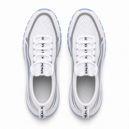 Cora Supportive Lace Up Walking Shoes For Women White Light Blue Top Down Detail