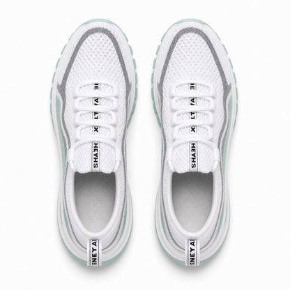 Cora Supportive Lace Up Walking Shoes For Women White Mint Top Down Detail