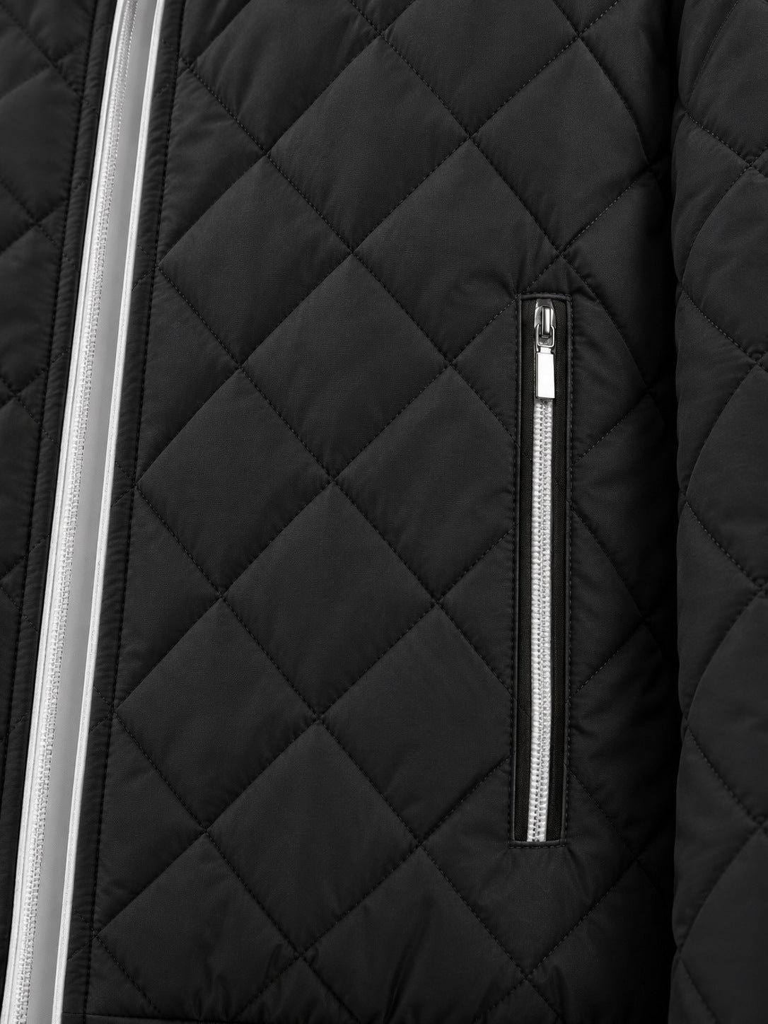 Corvo Men's Fleece-Lined Bomber Jacket - Black, diamond quilting and zip pocket detail