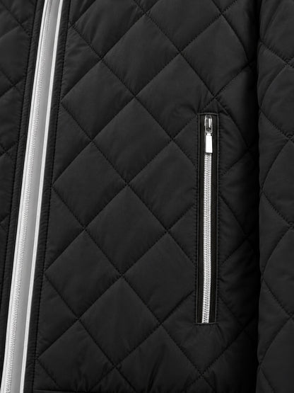 Corvo Men's Fleece-Lined Bomber Jacket - Black, diamond quilting and zip pocket detail