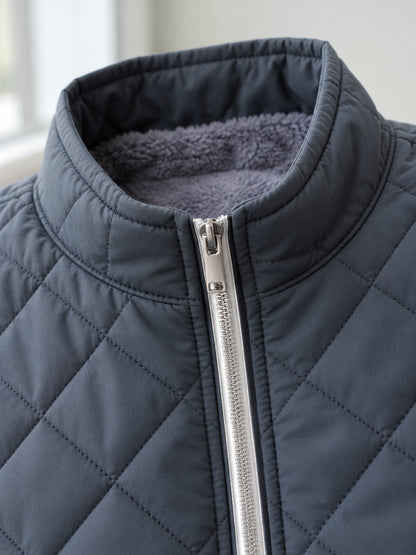 Corvo Men's Fleece-Lined Bomber Jacket - Slate Grey, stand collar with plush fleece lining