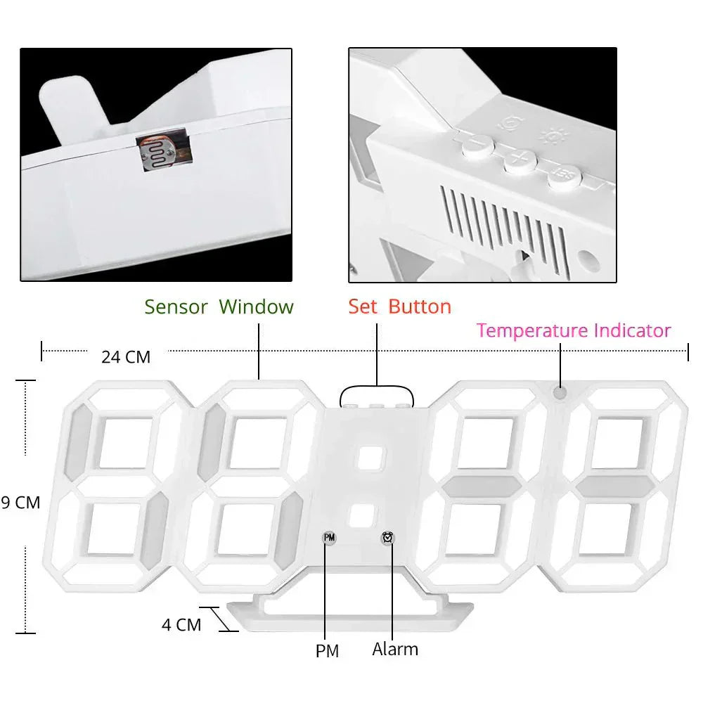 3D Modern LED Digital Wall Clock - Stylish Wall Decor