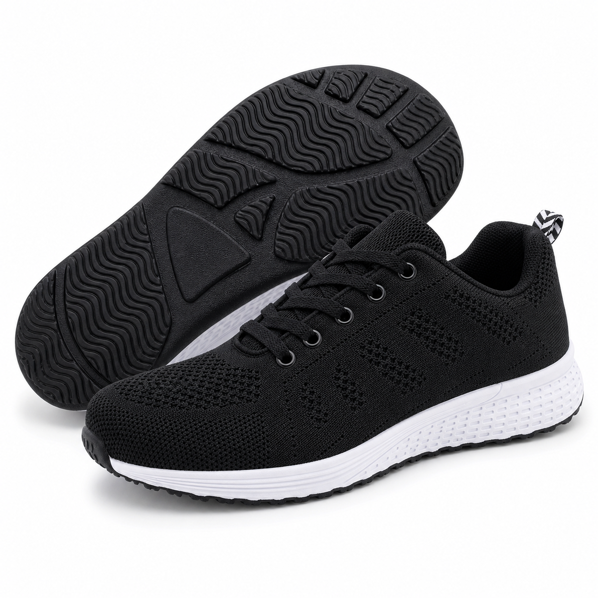 EaseStep Women's Comfort Walking Flat Shoes in Black with anti-slip sole